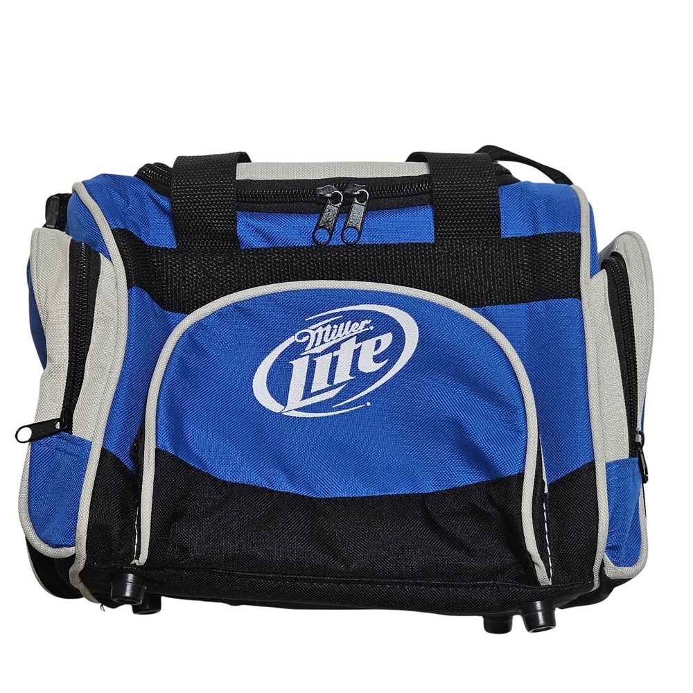 Miller Lite Blue Black Gray‎ Insulated Lunch Cooler Bag Shoulder Strap